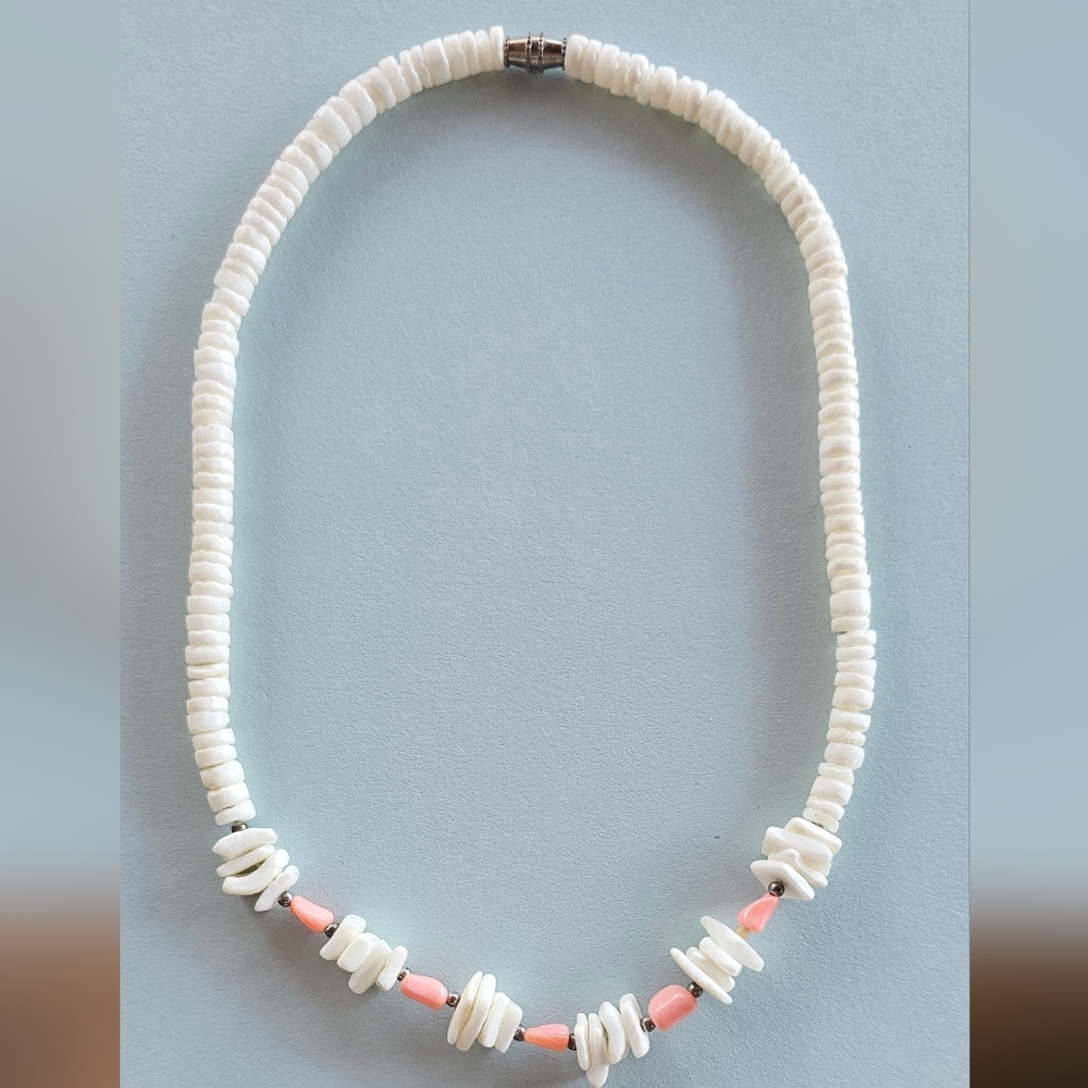 VTG Shell Heishi & Coral Bead Necklace